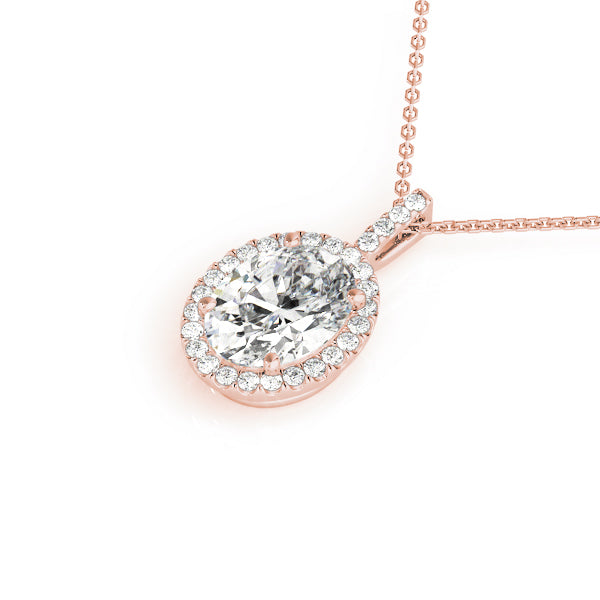 OVAL SHAPE NATURAL DIAMOND PENDANT WITH HELO