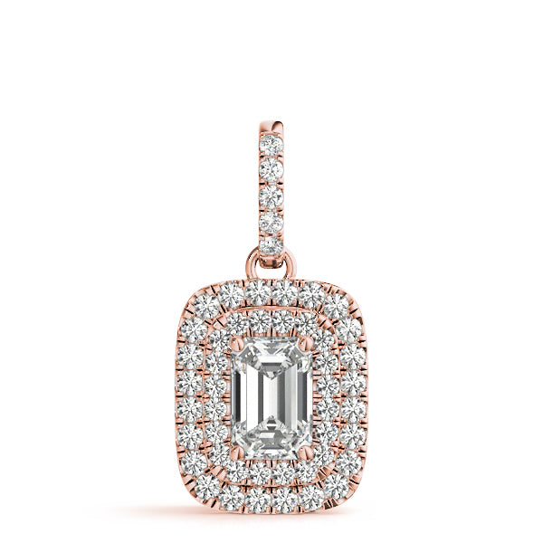 EMERALD SHAPE NATURAL DIAMOND PENDANT WITH HALO