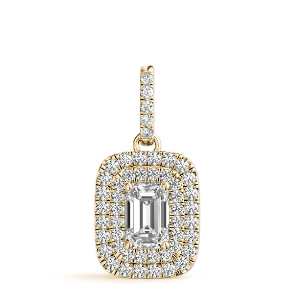 EMERALD SHAPE NATURAL DIAMOND PENDANT WITH HALO