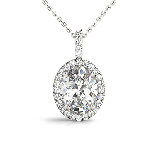 OVAL SHAPE  NATURAL DIAMOND PENDANT WITH HELO