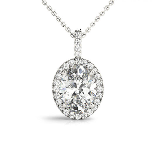 OVAL SHAPE  NATURAL DIAMOND PENDANT WITH HELO