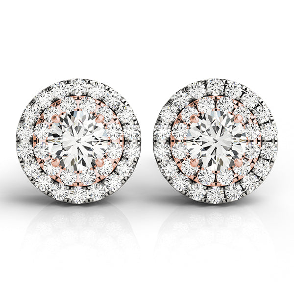 ROUND SHAPE NATURAL DIAMOND EARINGS WITH DOUBLE HELLO