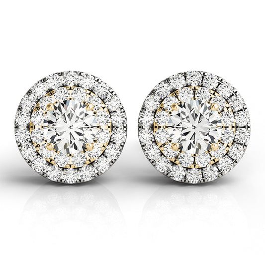 ROUND SHAPE NATURAL DIAMOND EARINGS WITH DOUBLE HELLO