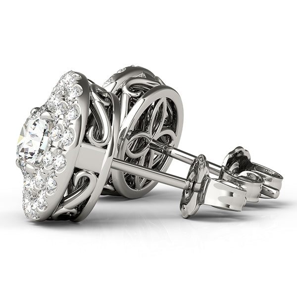 ROUND SHAPE NATURAL DIAMOND EARINGS WITH DOUBLE HELLO