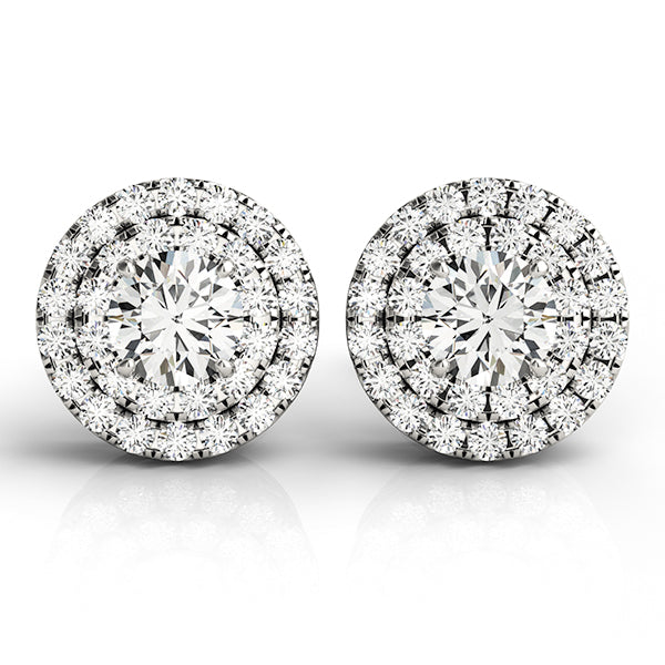 ROUND SHAPE NATURAL DIAMOND EARINGS WITH DOUBLE HELLO